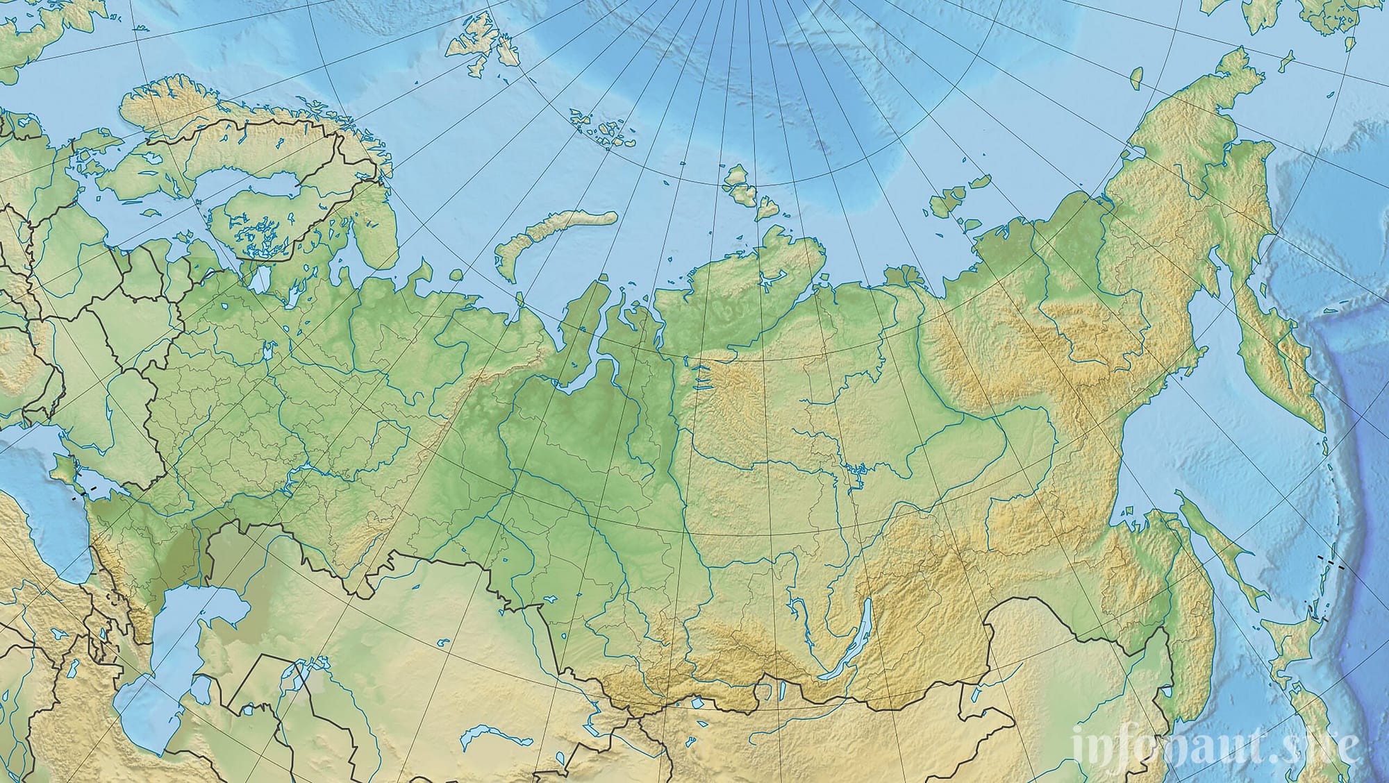 Physical map of Russia